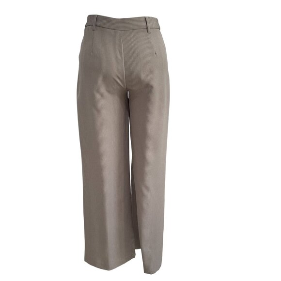 Streetwear Society Taupe Pinstripe Wide Leg Pants Workwear Y2K Minimalist Chic - Picture 7 of 9